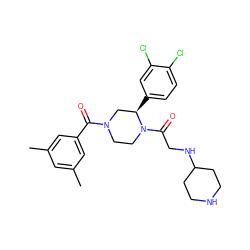 Cc1cc(C)cc(C(=O)N2CCN(C(=O)CNC3CCNCC3)[C@H](c3ccc(Cl)c(Cl)c3)C2)c1 ZINC000013860401