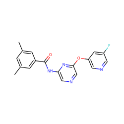 Cc1cc(C)cc(C(=O)Nc2cncc(Oc3cncc(F)c3)n2)c1 ZINC000299826819