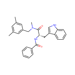 Cc1cc(C)cc(CN(C)C(=O)[C@H](Cc2c[nH]c3ccccc23)NC(=O)c2ccccc2)c1 ZINC000026380026