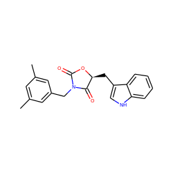 Cc1cc(C)cc(CN2C(=O)O[C@@H](Cc3c[nH]c4ccccc34)C2=O)c1 ZINC000013740656