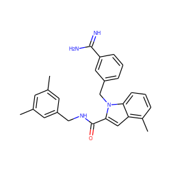 Cc1cc(C)cc(CNC(=O)c2cc3c(C)cccc3n2Cc2cccc(C(=N)N)c2)c1 ZINC000001490443