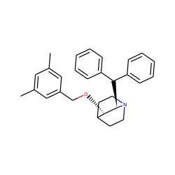 Cc1cc(C)cc(CO[C@H]2C3CCN(CC3)[C@@H]2C(c2ccccc2)c2ccccc2)c1 ZINC000001534338