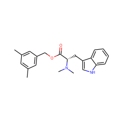 Cc1cc(C)cc(COC(=O)[C@H](Cc2c[nH]c3ccccc23)N(C)C)c1 ZINC000013736186