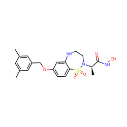 Cc1cc(C)cc(COc2ccc3c(c2)NCCN([C@H](C)C(=O)NO)S3(=O)=O)c1 ZINC000013518133