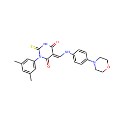 Cc1cc(C)cc(N2C(=O)/C(=C/Nc3ccc(N4CCOCC4)cc3)C(=O)NC2=S)c1 ZINC000008683607