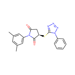 Cc1cc(C)cc(N2C(=O)C[C@@H](Sc3nnnn3-c3ccccc3)C2=O)c1 ZINC000000986305