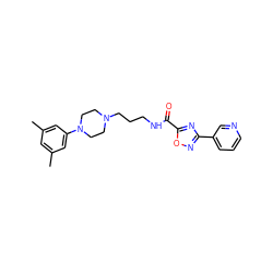 Cc1cc(C)cc(N2CCN(CCCNC(=O)c3nc(-c4cccnc4)no3)CC2)c1 ZINC000029043548