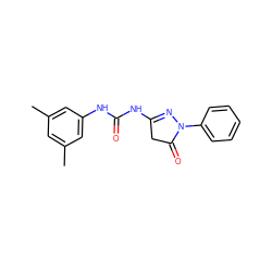 Cc1cc(C)cc(NC(=O)NC2=NN(c3ccccc3)C(=O)C2)c1 ZINC000063539415