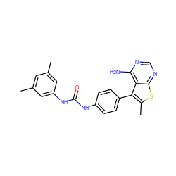 Cc1cc(C)cc(NC(=O)Nc2ccc(-c3c(C)sc4ncnc(N)c34)cc2)c1 ZINC000013673643