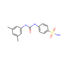 Cc1cc(C)cc(NC(=O)Nc2ccc(S(N)(=O)=O)cc2)c1 ZINC000018172548