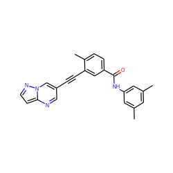 Cc1cc(C)cc(NC(=O)c2ccc(C)c(C#Cc3cnc4ccnn4c3)c2)c1 ZINC000095586558