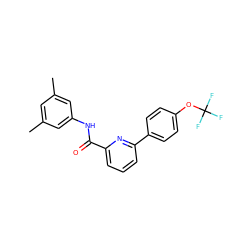 Cc1cc(C)cc(NC(=O)c2cccc(-c3ccc(OC(F)(F)F)cc3)n2)c1 ZINC000064527910