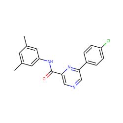 Cc1cc(C)cc(NC(=O)c2cncc(-c3ccc(Cl)cc3)n2)c1 ZINC000064436361