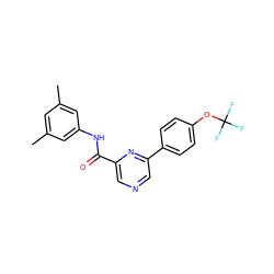 Cc1cc(C)cc(NC(=O)c2cncc(-c3ccc(OC(F)(F)F)cc3)n2)c1 ZINC000064539024