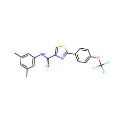 Cc1cc(C)cc(NC(=O)c2csc(-c3ccc(OC(F)(F)F)cc3)n2)c1 ZINC000064527875