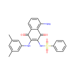 Cc1cc(C)cc(NC2=C(NS(=O)(=O)c3ccccc3)C(=O)c3c(N)cccc3C2=O)c1 ZINC000169334583