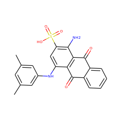 Cc1cc(C)cc(Nc2cc(S(=O)(=O)O)c(N)c3c2C(=O)c2ccccc2C3=O)c1 ZINC000066098877