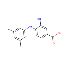 Cc1cc(C)cc(Nc2ccc(C(=O)O)cc2N)c1 ZINC000000266530