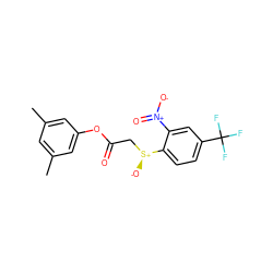 Cc1cc(C)cc(OC(=O)C[S@+]([O-])c2ccc(C(F)(F)F)cc2[N+](=O)[O-])c1 ZINC000002848228