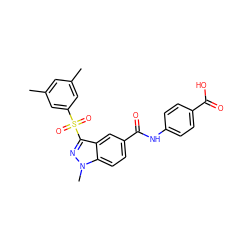 Cc1cc(C)cc(S(=O)(=O)c2nn(C)c3ccc(C(=O)Nc4ccc(C(=O)O)cc4)cc23)c1 ZINC000299859283