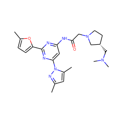 Cc1cc(C)n(-c2cc(NC(=O)CN3CC[C@H](CN(C)C)C3)nc(-c3ccc(C)o3)n2)n1 ZINC000014975576