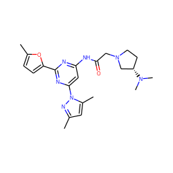 Cc1cc(C)n(-c2cc(NC(=O)CN3CC[C@H](N(C)C)C3)nc(-c3ccc(C)o3)n2)n1 ZINC000036126810