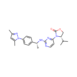 Cc1cc(C)n(-c2ccc([C@@H](C)Nc3nccc(N4C(=O)OC[C@@H]4C(C)C)n3)cc2)n1 ZINC000221130211