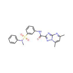 Cc1cc(C)n2nc(C(=O)Nc3cccc(S(=O)(=O)N(C)c4ccccc4)c3)nc2n1 ZINC000009511204