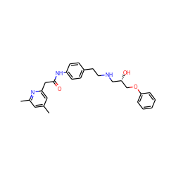 Cc1cc(C)nc(CC(=O)Nc2ccc(CCNC[C@H](O)COc3ccccc3)cc2)c1 ZINC000040876191