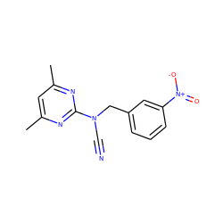 Cc1cc(C)nc(N(C#N)Cc2cccc([N+](=O)[O-])c2)n1 ZINC000000469994