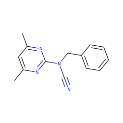 Cc1cc(C)nc(N(C#N)Cc2ccccc2)n1 ZINC000000242603