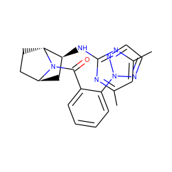 Cc1cc(C)nc(N[C@H]2C[C@H]3CC[C@H]2N3C(=O)c2ccccc2-n2nccn2)n1 ZINC000473170600