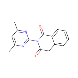 Cc1cc(C)nc(N2C(=O)Cc3ccccc3C2=O)n1 ZINC000013440220