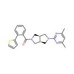 Cc1cc(C)nc(N2C[C@H]3CN(C(=O)c4ccccc4-c4cccs4)C[C@H]3C2)n1 ZINC000116823033