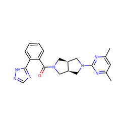 Cc1cc(C)nc(N2C[C@H]3CN(C(=O)c4ccccc4-c4ncn[nH]4)C[C@H]3C2)n1 ZINC000116823191