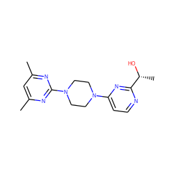 Cc1cc(C)nc(N2CCN(c3ccnc([C@@H](C)O)n3)CC2)n1 ZINC000013472155