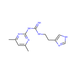 Cc1cc(C)nc(NC(=N)NCCc2c[nH]cn2)n1 ZINC000001409311