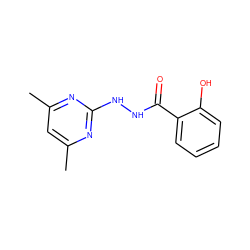 Cc1cc(C)nc(NNC(=O)c2ccccc2O)n1 ZINC000000273355