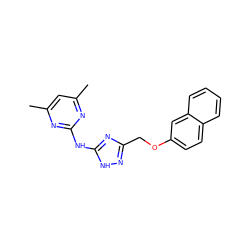 Cc1cc(C)nc(Nc2nc(COc3ccc4ccccc4c3)n[nH]2)n1 ZINC000009318012