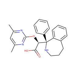 Cc1cc(C)nc(O[C@H](C(=O)O)[C@@]2(c3ccccc3)NCCCc3ccccc32)n1 ZINC000013561029