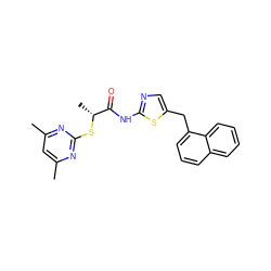 Cc1cc(C)nc(S[C@H](C)C(=O)Nc2ncc(Cc3cccc4ccccc34)s2)n1 ZINC000653708071