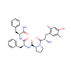 Cc1cc(C[C@H](N)C(=O)N2CCC[C@H]2C(=O)N[C@@H](Cc2ccccc2)C(=O)N[C@@H](Cc2ccccc2)C(N)=O)c(C)cc1O ZINC000028109957