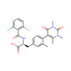 Cc1cc(C[C@H](NC(=O)c2c(Cl)cccc2Cl)C(=O)O)ccc1-c1c(C)n(C)c(=O)n(C)c1=O ZINC000034251583