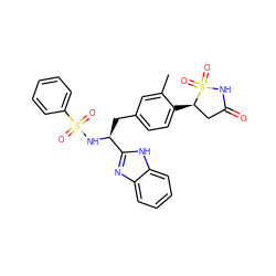 Cc1cc(C[C@H](NS(=O)(=O)c2ccccc2)c2nc3ccccc3[nH]2)ccc1[C@@H]1CC(=O)NS1(=O)=O ZINC000014210463