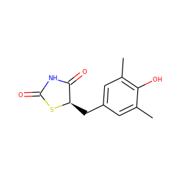 Cc1cc(C[C@H]2SC(=O)NC2=O)cc(C)c1O ZINC000072108581