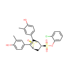 Cc1cc(C2=C(c3ccc(O)c(C)c3)[C@H]3[C@@H](S(=O)(=O)Oc4ccccc4Cl)C[C@@H]2[S@@+]3[O-])ccc1O ZINC000084669890