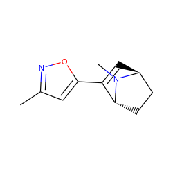 Cc1cc(C2=C[C@H]3CC[C@H]2N3C)on1 ZINC000101200120