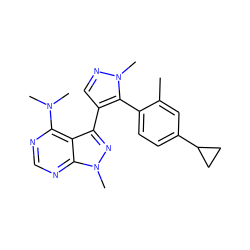 Cc1cc(C2CC2)ccc1-c1c(-c2nn(C)c3ncnc(N(C)C)c23)cnn1C ZINC000169706122