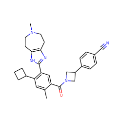 Cc1cc(C2CCC2)c(-c2nc3c([nH]2)CCN(C)CC3)cc1C(=O)N1CC(c2ccc(C#N)cc2)C1 ZINC000220783386