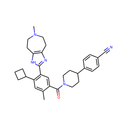 Cc1cc(C2CCC2)c(-c2nc3c([nH]2)CCN(C)CC3)cc1C(=O)N1CCC(c2ccc(C#N)cc2)CC1 ZINC000150026061